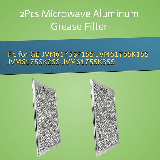 2Pcs Microwave Aluminum Grease Filter Replacement Fit for JVM6175EK5ES JVM6172SK5SS JVM6175SK5SS JVM6175YK5FS Oven Grease Filters Parts Silver