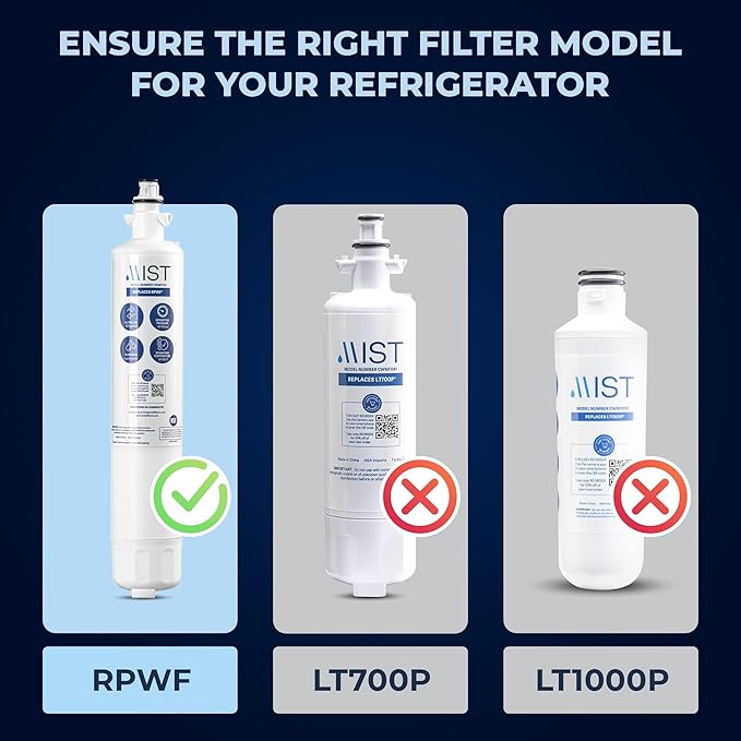 Mist RPWF Water Filter Replacement for GE RPWF (Not RPWFE), Refrigerator Water Filter compatible with RWF1063, RWF3600A, WSG-4, DWF-36, R-3600, MPF15350, OPFG3-RF300, BCF77 (2 Pack)