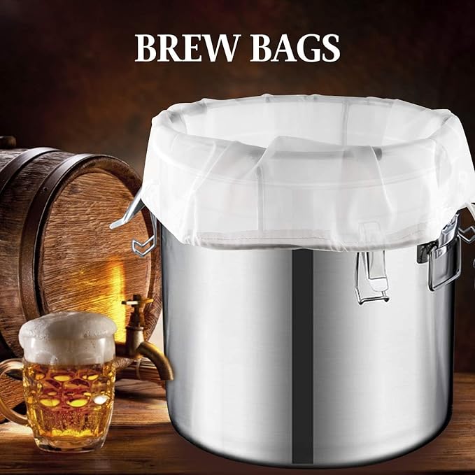 3 Pack Brew Bag Large (18"x24") Straining Bag, Reusable Nylon Cold Brew Bags 200 Micron Fine Mesh Bag with Drawstring for Home Brewing Hops Grains Fruit Apple Grape Wine Straining