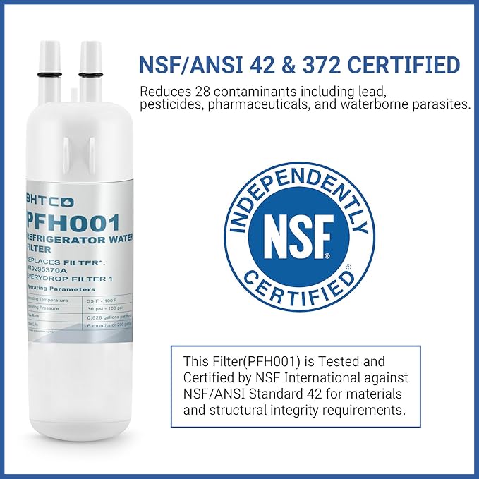 Water Filter Replaces WRS325SDHZ/ WRS325FDAM/ WRS325SDHW/ WRS325SDHB/ WRS325FDAW/ WRS325FDAB/ WRS325SDHV Model for Whirlpool Refrigerator- NSF Certified(3Pcs)