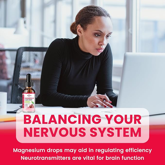 Magnesium Glycinate Liquid Drops, 1000mg Magnesium Glycinate, Citrate & Taurate with Fiber, Beetroot, Vitamin B & C for Sleep, Calm, Muscle, Energy & Relaxation, 2 Fl Oz, Sugar-Free Cherry Flavor