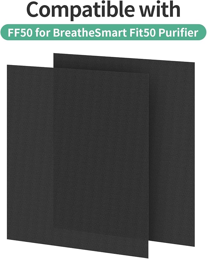 2-Pack Fit50 Carbon Pre-Filters Compatible with FF50 for BreatheSmart Fit50 Purifier
