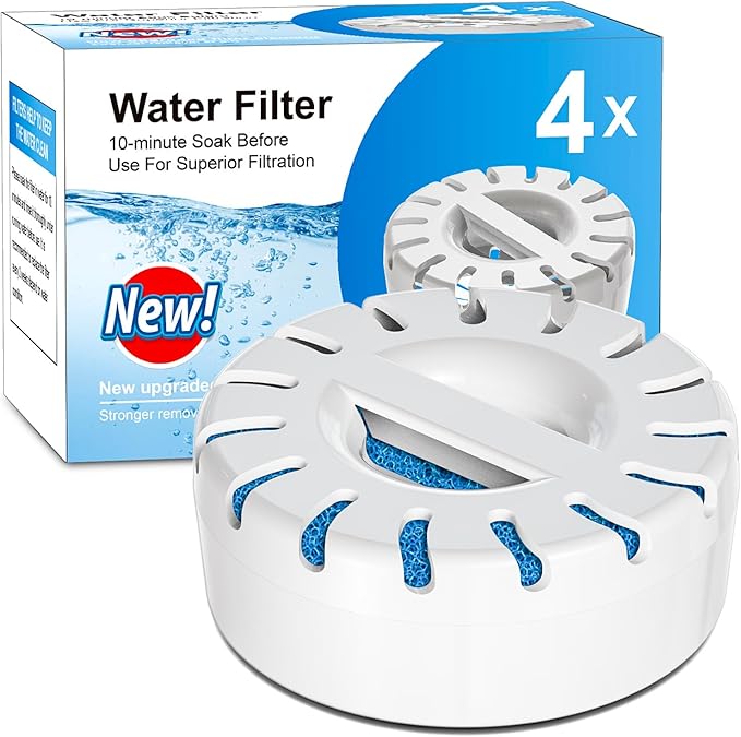 Replacement Filters for Dog Water Fountain, High-Efficiency Safer Cleaner Replacement Water Filters, Lasts Two Months, Large Vertical Filtration for Fresh Healthy Water