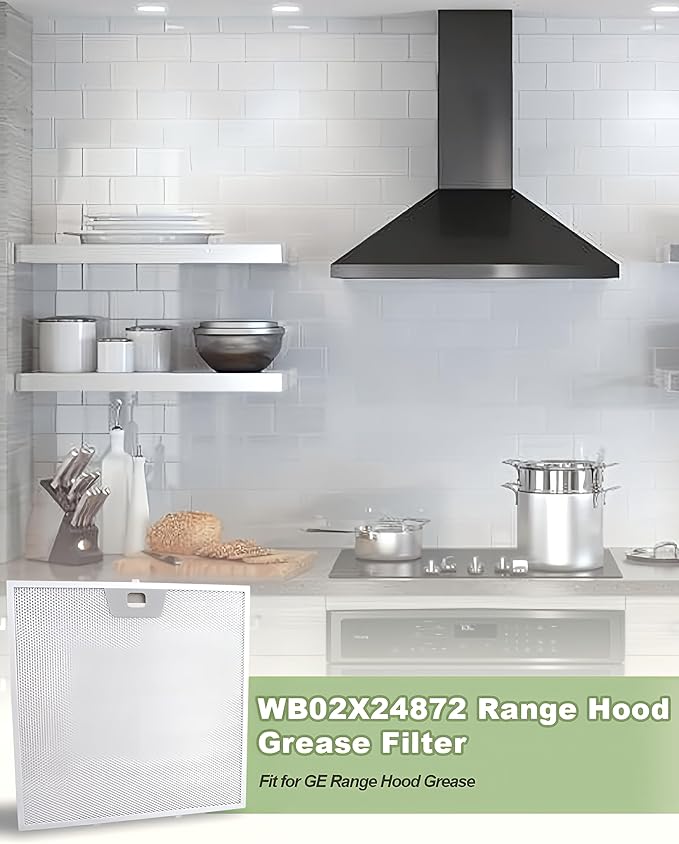 2PCS Range Hood Grease Filter, Fit for GE JVW5301BJ1TS JVW5301BJTS JVW5301EJ1ES JVW5301FJ1DS JVW5301SJ1SS Range Hood, 30" Wall-Mount Pyramid Chimney Hood Replace WB02X24872