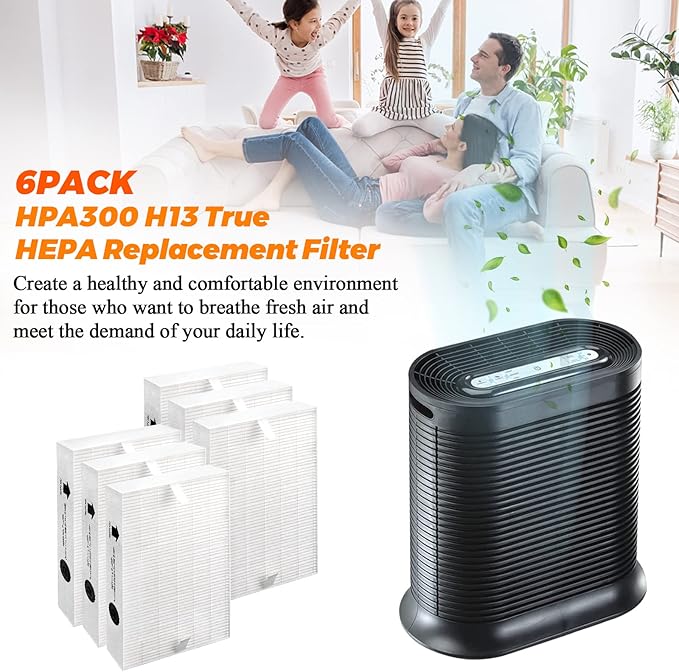 HPA 300 HEPA Filter Replacement-HPA300 HEPA Air Purifier Filter R Compatible For Honeywell Air Purifier HPA 300 HPA200 HPA090 Series- Replaces HRF-R3 HRF-R2 HRF-R1 6Pack by Blutoget