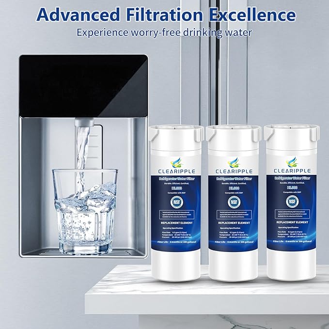 3 Pack XWF Compatible with GE XWF (Not XWFE, NO Chips), GBE21, GDE21, GDE25, GFE24, NSF Certified Refrigerator Water Filter, 6 Month / 300 Gallon
