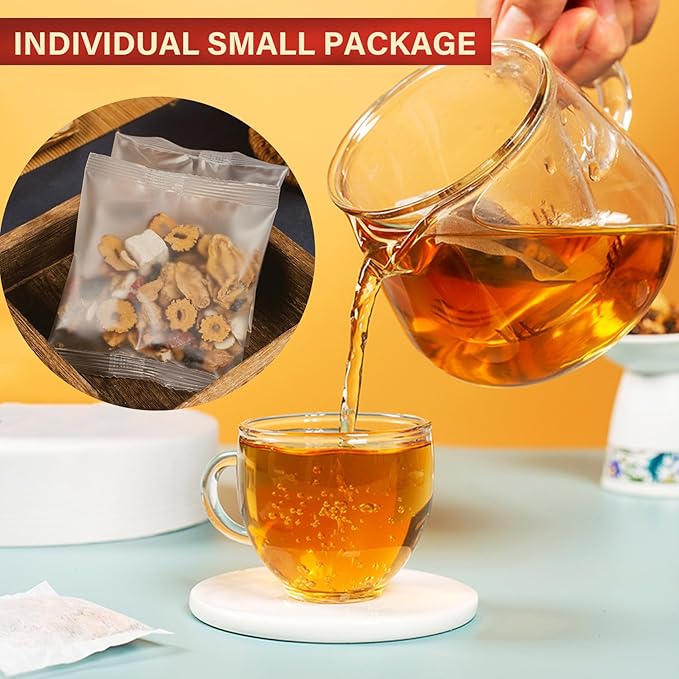 Ginseng Ten Treasures Tea, Chinese Herbal Kidney Detox Tea for Men & Women, 10 Precious Ingredients Formula (260g,10 bags/Box)