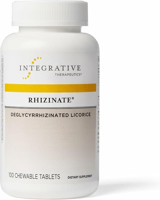 Integrative Therapeutics Rhizinate - Deglycyrrhizinated Licorice (DGL) - for Digestive Support with Licorice Root Extract* - Gluten Free - Dairy Free - Vegan - 100 Chewable Tablets