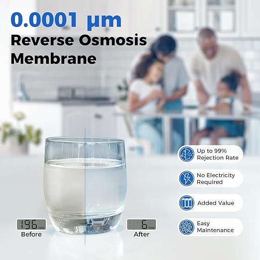 RTW5 5 Stage Reverse Osmosis Water Filter System with Innovative Top-Mounted Faucet Design, TDS Reduction 50 GPD Under Sink RO Water Filtration Plus Extra 3 Filters