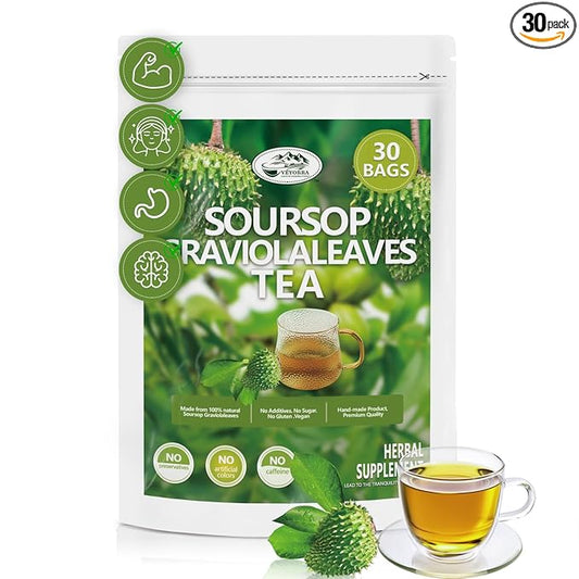 Soursop Leaves Tea Bag, Pure Natural Soursop Leaf, Boosting Immune, Improving Sleep & Skin Health, Hoja Guanabana Tea（30 Bags)
