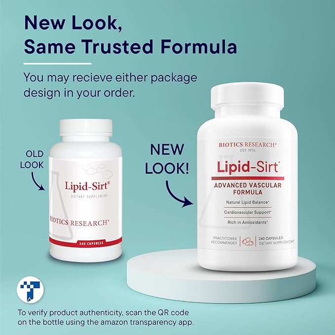Biotics Lipid SIRT Supports Vascular Integrity, Supports Healthy Lipids and Cardiovascular Health 240 Capsules