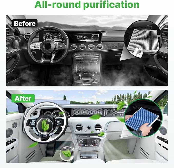 2-Pcs Cabin Air Filter for Azera 2006-2008, Santa Fe 2007-2009, Sonata 2006-2008, Optima 2006-2010, Carnival 2022-2023 Cabin Filter for Car Replacement for CF10381 Automotive Accessories