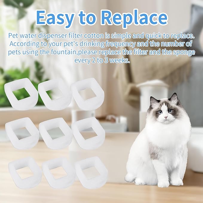 24 pcs Cat Water Fountain Replacement Foam Filters for PetSafe Drinkwell Ceramic and Stainless Steel Pet Fountains,Foam Filters for Cat Water Fountain