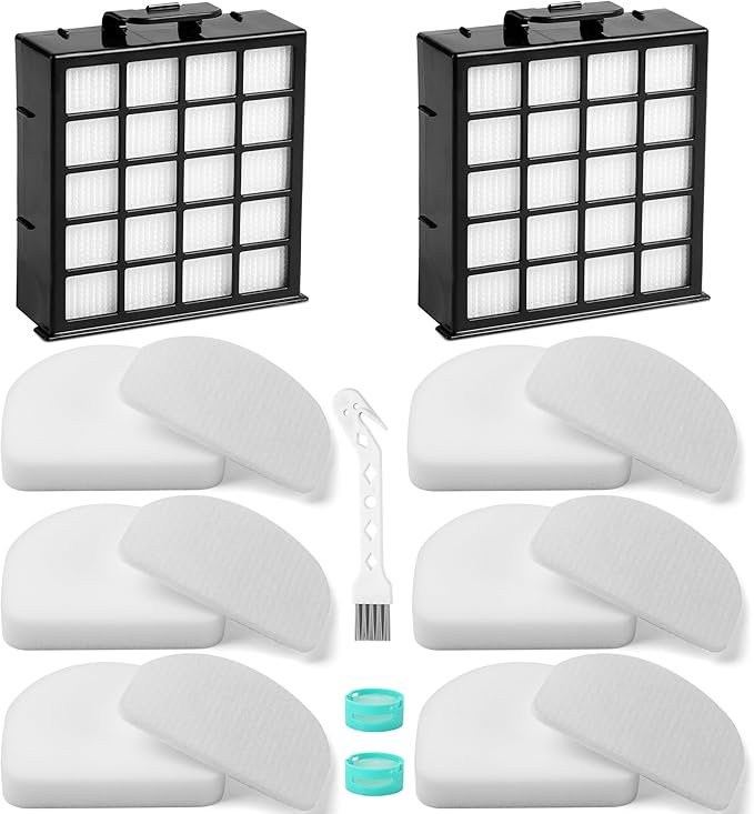AZ4002 AZ4000 AZ4002W HEPA Filter Replacement Compatible with Shark POWERDETECT Upright Vacuum Cleaner and Shark Powered Lift-Away Heavy Duty Vacuum Suction, 6 Foam, 6 Felt, 2 HEPA, 2 Odor Cartridge