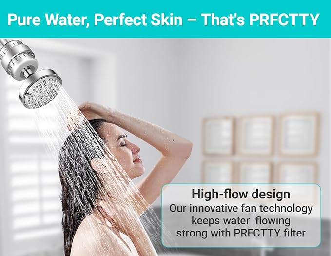 20 Stage Shower Head Filter,Revitalize Hair,Skin Nails While Purifying Water,Prevent Scale Buildup,High Output Fan Technology Softener Hard Water 99% Remove Lead,Chlorine,Fluoride and Chemicals,Chrome