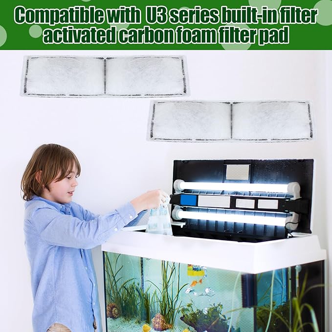 Pangda 4 Pcs Carbon Filter Foam Pad Compatible with U3 Range of Internal Underwater Sponge Aquarium Underwater Filter Accessories for Internal Replacement Aquarium Fish Tank