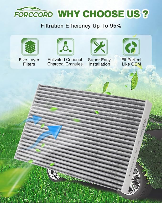 2-Pack HEPA Cabin Air Filter Fits for Cadillac XLR 2004-2009; Chevrolet Corvette 2005-2019 Activated Carbon Cabin Filter Replacement CF11181 Car Accessories