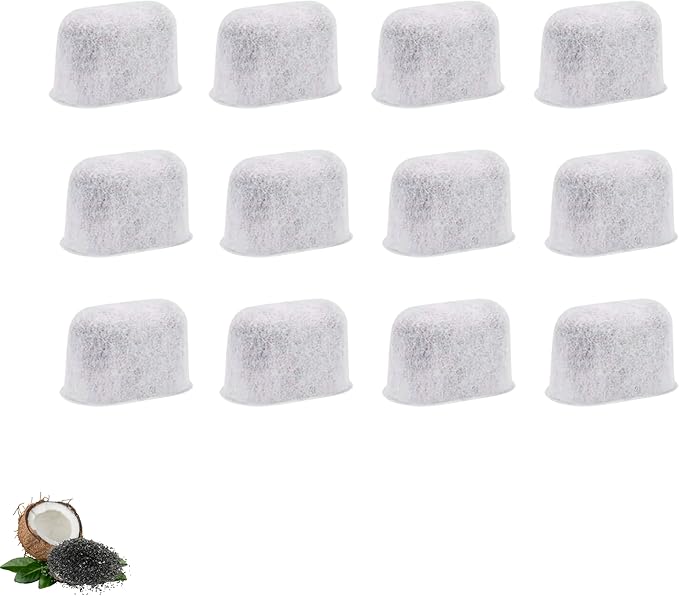 12 NISPIRA Replacement Activated Charcoal Water Filters for Cuisinart Coffee Machines, Compared to Cuisinart DCC-RWF
