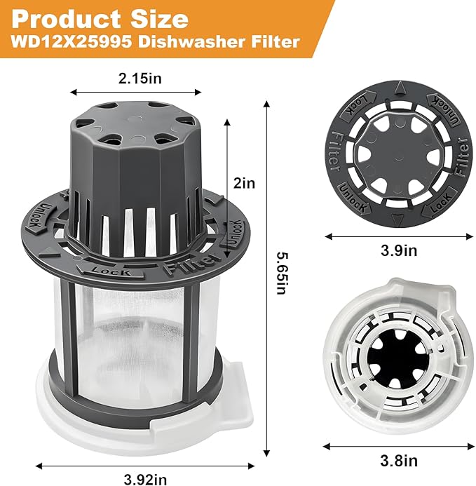 WD49X24057 Dishwasher Ultra Fine Filter Kit Replacement, Compatible With GE Dishwashers WD12X10416 WD12X20107 WD12X21976 WD12X22560 WD12X23736 WD12X20340 WD12X21676 WD12X20549