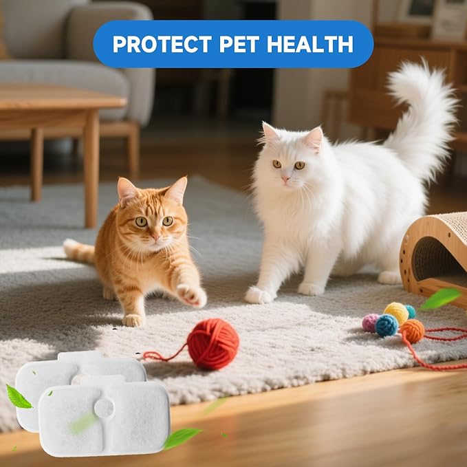 10-Pack Cat Fountain Filters Replacement for PETLIBRO Dockstream 2.5L/84oz | PLWF005 PLWF105 PLWF115 PLWF305 | Triple Filtration，Reduces Hair & Odor Effectively, 10 Pre-Filter Sponges, BPA-Free