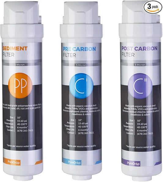 CUW4 Ultra-filtration Under-Sink 3-Stage Prefilter Replacement Water Filter Cartridges (no membrane included)