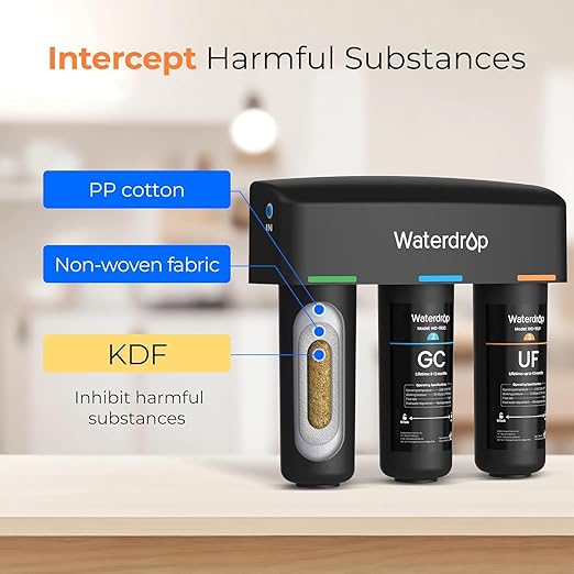 Waterdrop WD-TSA-UF 0.01 μm Ultra Filtration Under Sink Water Filter, Under Sink Water Filtration System 9 Stage Filtration, Reduces Chlorine, Taste and Odor, Fluoride, Advanced USA Tech