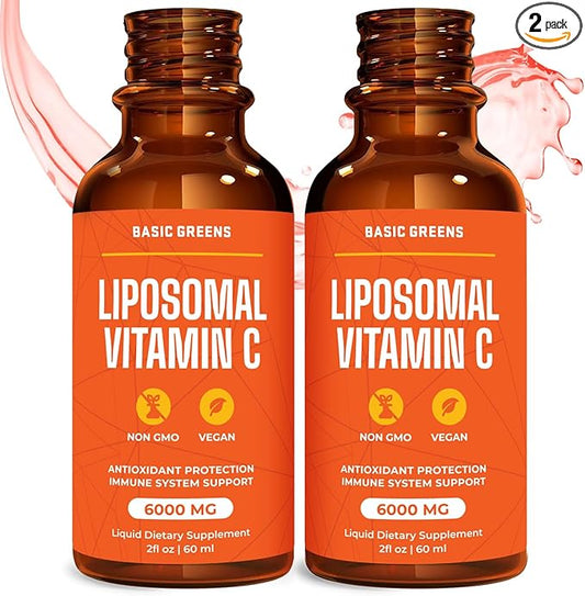 Liposomal Vitamin C Liquid 6000mg – High Absorption Liquid C Supplement for Immune Support, Antioxidant & Skin Health – Non-GMO, Vegan, Gentle Formula – 4 fl oz