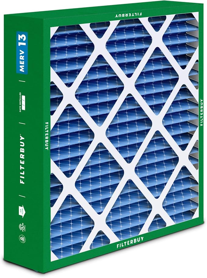 Filterbuy 21x21x5 Air Filter MERV 13 Optimal Defense (1-Pack), Pleated HVAC AC Furnace Air Filters Replacement for Rheem, Ruud, and Protech (Actual Size: 20.63 x 20.63 x 4.38 Inches)