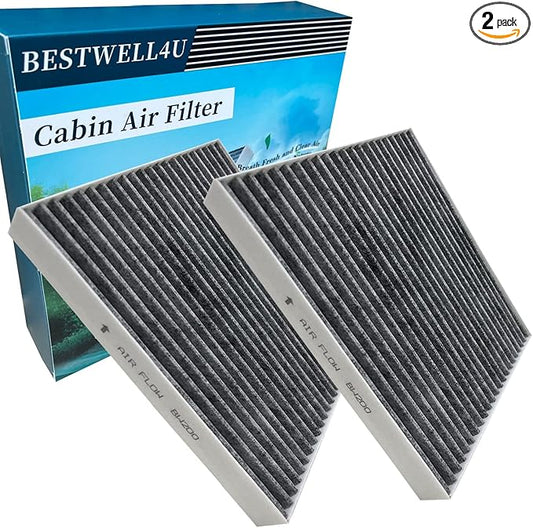 2 Pack Carbon BW200 Cabin Air Filter for Elantra 2017-2020, Accent 2018-22,Elantra GT 2018-20,Forte 2020-21, Forte 5 (2020-21),Rio 2018-21,Replace 97133-F2000,97133-F2100