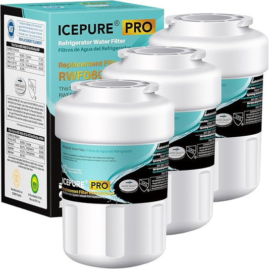 ICEPURE PRO RWF0600AH NSF/ANSI 401 NSF/ANSI 53 Certified Replacement For GE MWF Refrigerator Water Filter, MWFINT, MWFA, HDX FMG-1, GSE25GSHECSS, 46-9991, GSH25JSDDSS, GSHS6LGBBHSS, PC75009, 3PACK