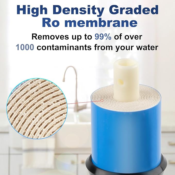 Reverse Osmosis Membrane 400 GPD 3012-400 RO Membrane Water Filter Replacement Fits Standard for Under Sink RO Drinking Water Filter Filtration Purifier System