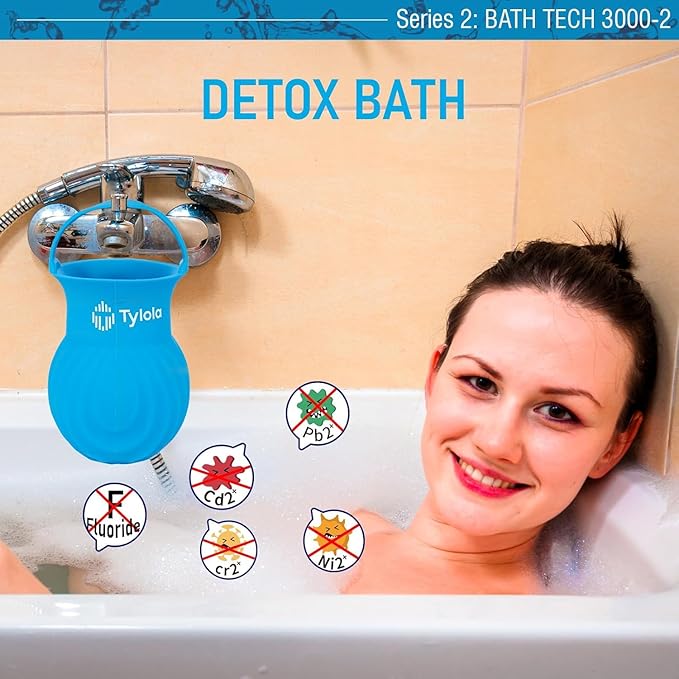 Bathtub Water Filter with Zeolite & Alumina Mineral Media| Remove Chlorine,Chemicals, Fluoride & Impurity for Healthier Skin& Hair |12-Month Use,Include 2 Replacement Filters|Bath Tech 3000-2