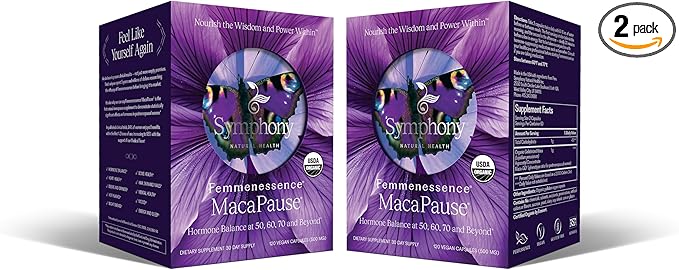 Femmenessence® MacaPause® – Clinically Proven Postmenopausal Supplement for Natural Hormone Balance, Menopause Symptom Relief, Bone & Heart Health, Without Added Hormones (240 capsules, 60 Day Supply)