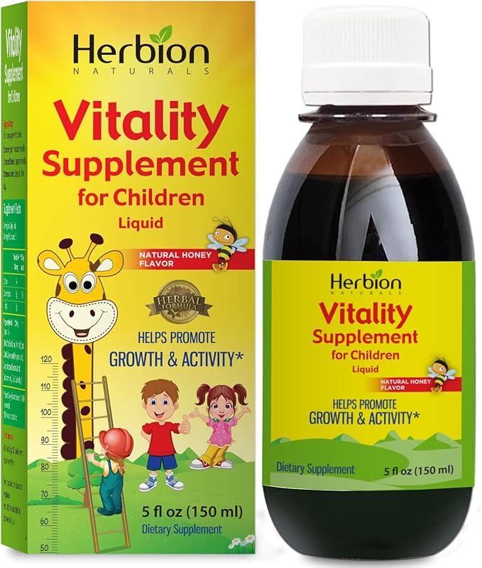 HERBION Naturals Vitality Supplement for Children, Promotes Growth and Appetite, Relieves Fatigue, Improves Mental & Physical Performance, for Kids 1 Year & Above (Pack of 24)