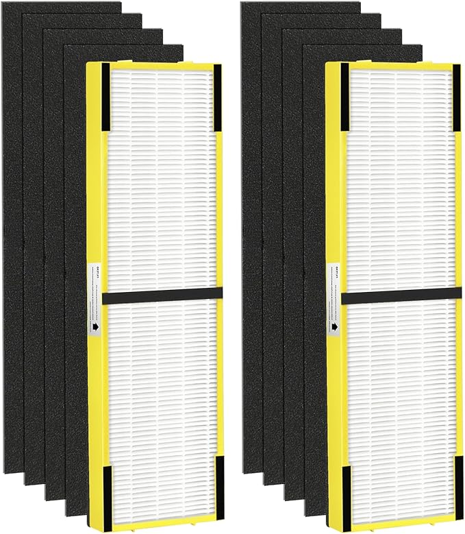 APPLIANCEMATES FLT5000 True HEPA Filter Replacement C for Germ Guardian Air Purifier AC5000, AC5000E, AC5250PT, AC5350B, AC5350W, AC5300B, CDAP5500B, (2 Packs HEPA Filters and 8 Packs Pre-Filters)