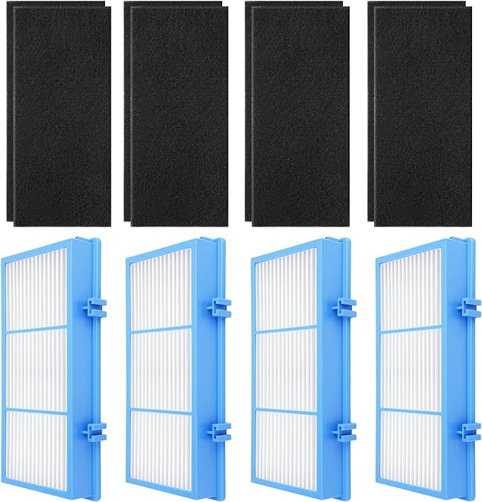 HAPF30AT-Total Air HEPA Type Filter Replacement for Holmes AER1 Air Purifier, Compatible with HAPF300AH-U4R and HAP242-NU, Funmit 4 True HEPA Filters & 8 Activated Carbon Pre-Filters, Blue