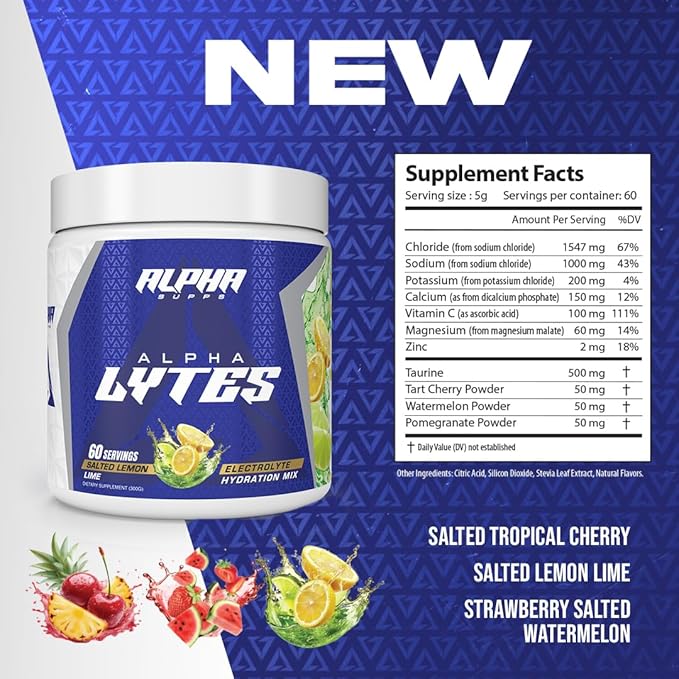 Lytes - Daily Electrolyte Hydration Drink Mix Powder - Sugar-Free, Zero Calorie Instant Formula with Trace Minerals and Antioxidants (60 Servings, Salted Lemon Lime)