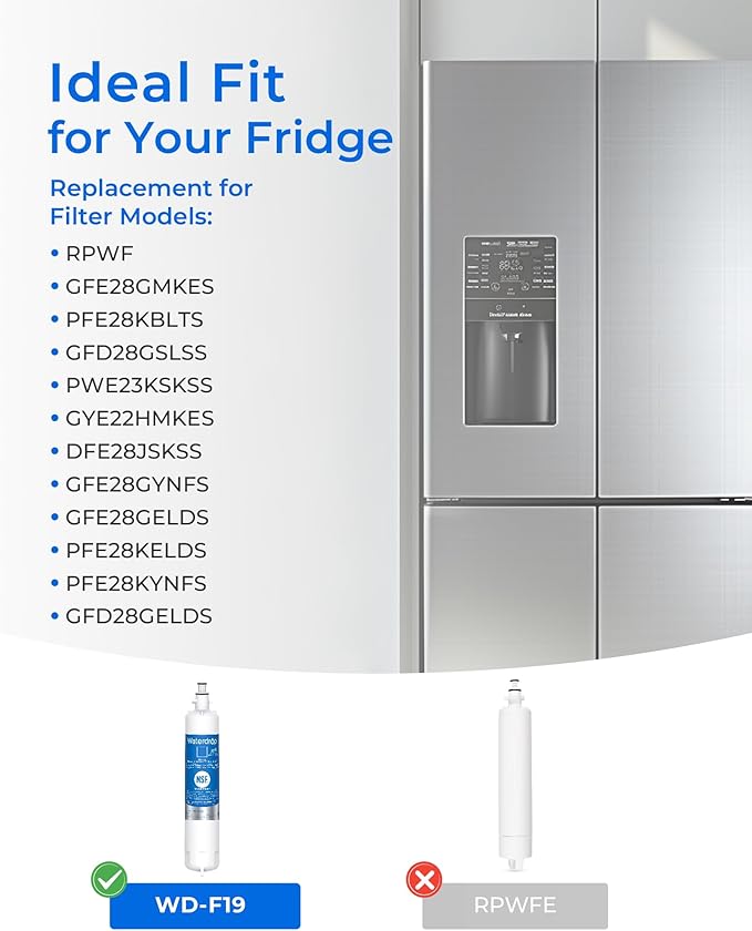 Waterdrop RPWF Refrigerator Water Filter (NOT RPWFE), Replacement for GE® RPWF, WD-F19, DWF-36, R-3600, MPF15350, OPFG3-RF300, WF277, RWF1063, RWF3600A, WSG-4, Pack of 2