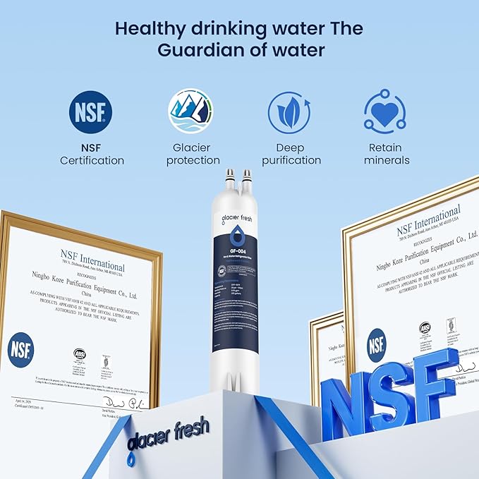 GLACIER FRESH EDR3RXD1 Refrigerator Water Filter, Compatible with 4396841, KAD3RXD1, WHR3RXD1, 4396841, 4396710, Filter 3, 46-9083,46-9030, 9030, 9083 Refrigerator Water Filter, 1 Pack