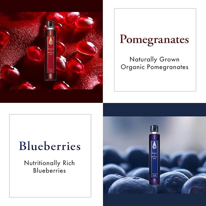 [Micoas] Pomegranate & Rice Vinegar Syrup, Blueberry & Rice Vinegar Syrup, Drinking Vinegar, Shrub, For Gift, Alternative to Alcohol Drink, With Kombucha , Gluten Free , Made in Japan, 200ml (6.8 oz), 4 Pack