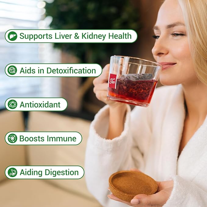 Liver Detox Tea Natural, Liver Cleanse Detox & Repair Dandelion Milk Thistle Tea Support Kidney Health, 10 Precious Ingredients Formula Herbal Teabags for Men & Women (2 Pack/30 Bags)