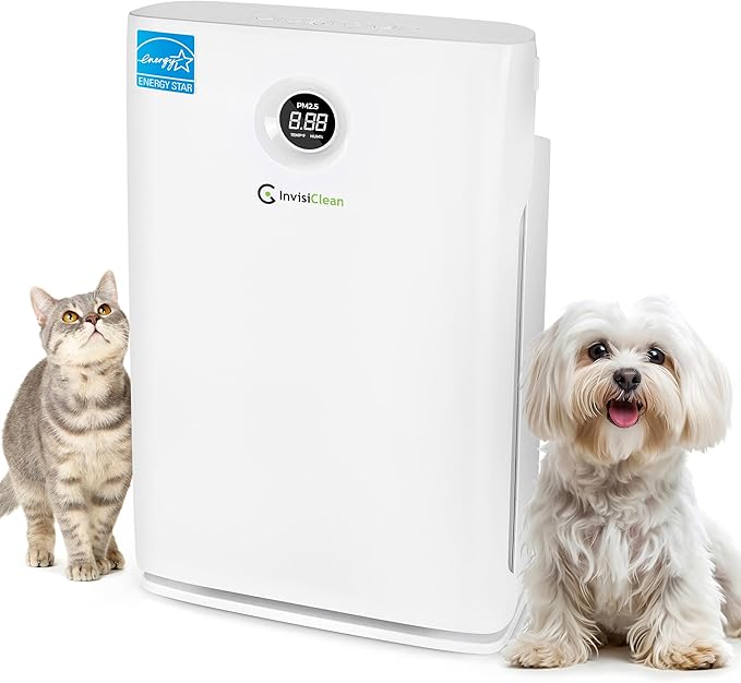 Air Purifier for Large Room, Bedroom, Home - Over 1600 Sq Ft, ZERO Ozone, UV Light, H13 Medical Grade True HEPA - Smoke, Dust, Allergies, Pet Hair Air Cleaners - InvisiClean Claro IC-4524