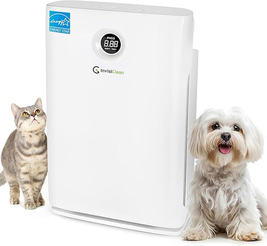 Air Purifier for Large Room, Bedroom, Home - Over 1600 Sq Ft, ZERO Ozone, UV Light, H13 Medical Grade True HEPA - Smoke, Dust, Allergies, Pet Hair Air Cleaners - InvisiClean Claro IC-4524