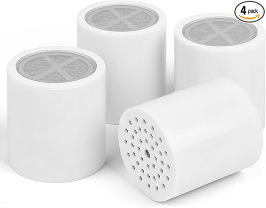 Shower Filter Replacement Cartridge Use Real Filtration Media -High Output Universal Shower Head Filter Reduces Chlorine, Heavy Metals& Fluoride 4Pack (HD-SFR500)