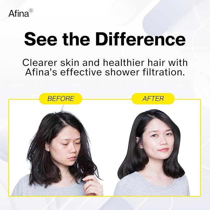 Afina Shower Head Filter - Shower Filter for Hard Water | High Pressure Shower Water Filter - Improves Skin & Hair by Removing Chlorine & Heavy Metals, Transform Your Shower Head with Filters (Black)