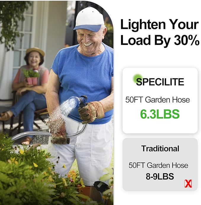 100ft 304 Stainless Steel Garden Hose Metal, Heavy Duty Water Pipe with Nozzles for Yard, Outdoor - Flexible, Never Kink & Tangle, Puncture Resistant (Sliver)