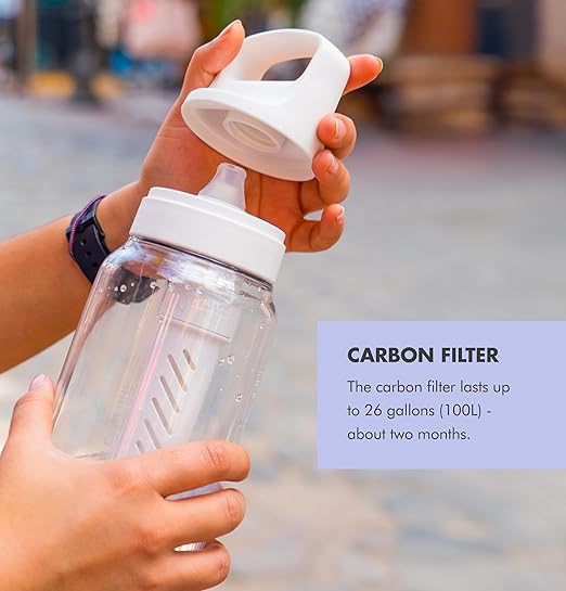 LifeStraw Go Series – BPA-Free Water Filter Bottle for Travel and Everyday Use Removes Bacteria, Parasites and Microplastics, Improves Taste, 1L Aegean Sea