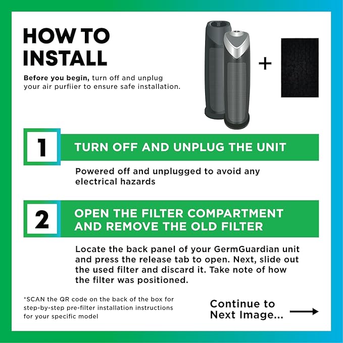 Filterbuy Activated Carbon Pre-Cut Filter E Replacement for GermGuardian Air Purifier (4-Pack, Made in USA)