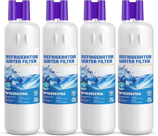 W10295370A Water Filter Replacement, Compatible with EDR1RXD1 Water Filter, Everydrop Filter 1, WHR1RXD1, W102953 70A, 9081, 46-9081, W10295370, EDR1RXD1B, P8RFWB2L, 4 Pack