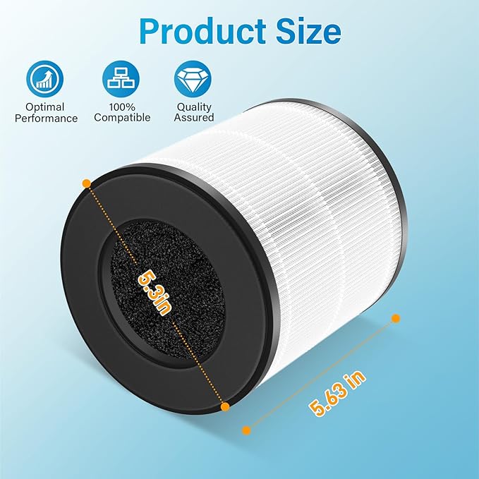 B-D02L M05 Replacement Filter for MOOKA B-D02L & M05, for KOIOS B-D02L, for VEWIOR B-D02U, for Tailulu D10 Air Purifi-er, H13 True HEPA Filter for MOOKA Air Filter Replacement, 2 Pack